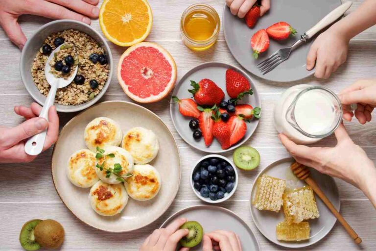 Healthy breakfast table